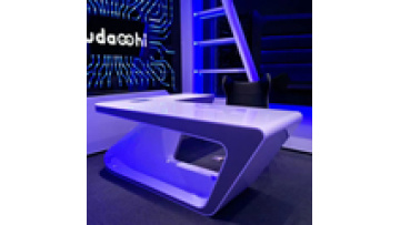 Wireless Charging L-shape Glossy White Paint Luxury Office Furniture for Senior Executive High-tech Modern President Office Desk1