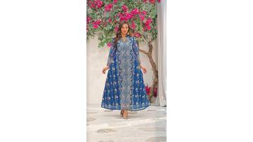 Printed Abaya Dress with Rhinestone Embellishment Robe (1)
