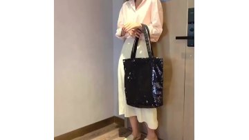 Wholesale Luxurious Reversible Mermaid Black Sequin Hand bags Luxury Womens Travel Glitter Large Tote Shoulder Bag Ladies1