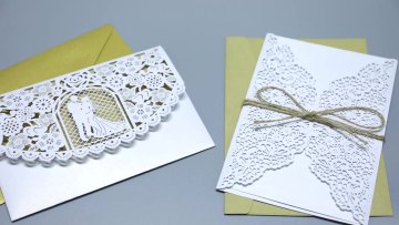 Luxury Modern Laser Cut Lace Wedding Invitation Cards with Envelopes1