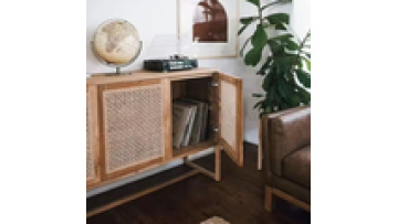 Direct sales nordic style  modern designs natural  sideboard display storage rattan living room  wood  kitchen cabinet1
