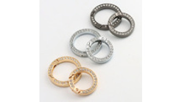 High-Grade Handbags Hardware: Openable O Ring Zinc Alloy Keychain Buckle with Rhinestones1