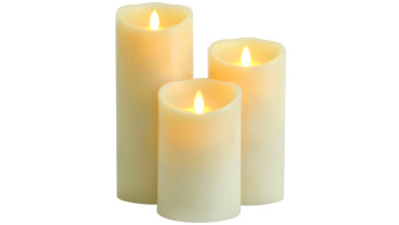 Moving wick led flameless pillar candles set of 3