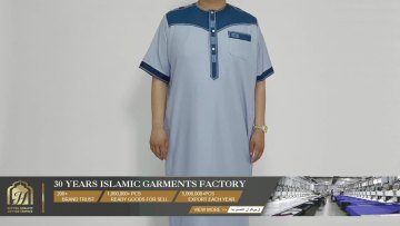 Custom Made Soft Cotton Fabric Marocco Thobe Short Sleeve Muslim Thobe for Men Round Collar Big Sale Thobe Jubah1