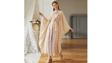 Beige Butterfly Sleeve Dress Arabic Maxi Dress Middle Eastern Women's Attire Abaya Women Muslim Dress Cheapest1