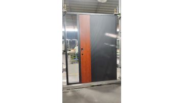 aluminum single door imitation wood color grey color high quality entrance door 