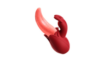 Factory Direct Tongue Shape Licking Sucking Rabbit Vibrator with Clitoris Licker, Soft Silicone Adult Toy for Women1