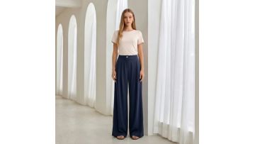 Glossy Satin Wide-Leg Trousers for Effortless Commute