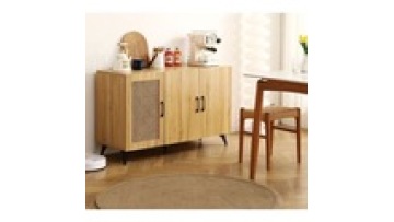 New fashion wholesale natural  modern designs l door side nordic style  storage  solid wood rattan  living room kitchen cabinet1