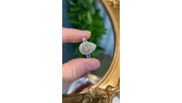 Pear Shape Yellow Lab Grown Diamond Halo Ring Design