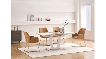 TL-23E01 160cm expandable white gloss wood dining table