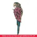 CINDY XIANG Rhinestone Parrot Brooches for Women Large Bird Brooch Pin Fashion Jewelry 2 Colors Available High Quality Good Gift