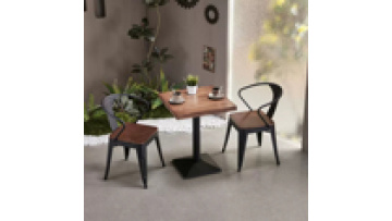 Cheap price modern commercial furniture coffee shop wood and metal kitchen restaurant  dining table1