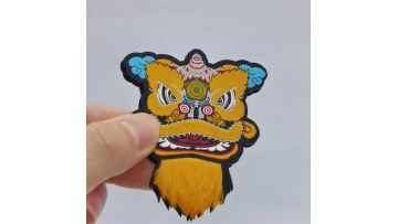 The lion dance cultural characteristic woven patch