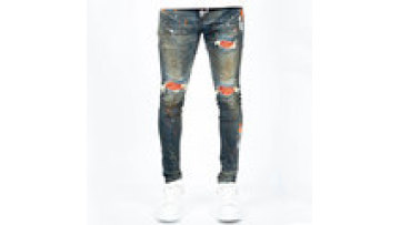 Denim Dstressed Biker Pants Custom Paint Splash Printing Stylish Ripped Skinny Jeans Trouser For Men1