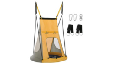 Outdoor and Indoor Kids Adjustable Height Hanging Play Round Swing with Tent1