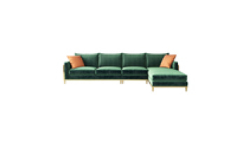 Modern design high quality fabric furniture Dark green L shape sofa set luxury couch living room sofa1
