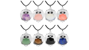 Silver Owl Gemstone Pendant SP1758S