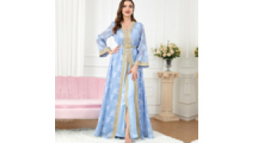 Wholesale Dubai Tutkish Afghan Jibab Arab Kaftan V-neck Knit Decoration Solid Dress Islamic Modes Abaya Dresses Muslim Clothing1