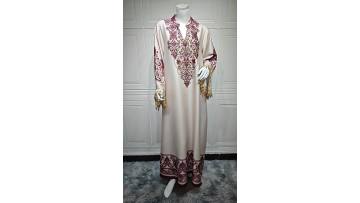 Printed Abaya Dress with Crystal Embellishment and Tassel (1)
