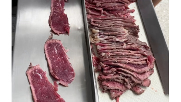 Cooked meat cutting machines