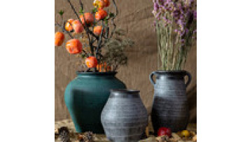 Modern Grey Luxury Vase - Textured Antique Rustic Pottery for Flowers1