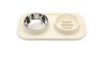Food grade reusable Silicone pet food bowl with SS bowl Pet Slow Feeding Mat Dog Cat Lick Pad Bowls for Dogs1