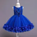 new Girls summer dress flower petal princess dress flower girl wedding dress children dance fluffy dress Girl's clothes