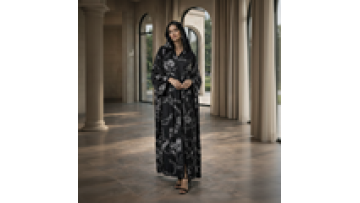EID Modest Floral Robe Abaya Dress for Muslim Women Dubai Islamic Clothing Scarf Breathable Polyester1