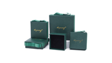 Han Hong wholesale custom logo square jewelry box Paper bow gift box Green necklace earrings ring jewelry box1