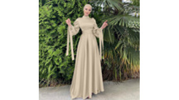 Abaya Women Muslim Dress 2023 Dubai Turtleneck Long Sleeve Sleeve Ties Abaya Dubai Turkey Muslim Fashion Hijab Dress1