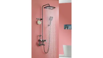 87605 Wall Mounted Gun Gray Aluminum Bathroom Shower Set for Home1