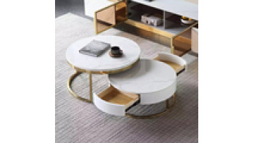 Nordic luxury marble top coffee tables extendable round gold coffee table modern living room furniture1