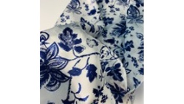 Wholesale Sample Free Stretched Blue Flower Porcelain Printed Satin Fabric Stock 100% Polyester For Pajamas1