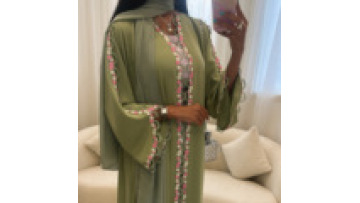 Islamic Clothing Premium Nida Lace Floral Embroidery Luxury Abaya Women Muslim Dress Dubai Kimono Cardigan Front Open Abaya 20251