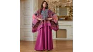 Artistic Print Kaftan Abaya Set Boutique Modest Maxi Dress Flowing Two Piece Muslim Women Fashion Collection1