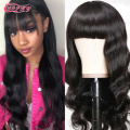 Body Wave Human Hair Wig With Bangs Brazilian Natural Color Glueless Wig With Bangs Human Hair With Fringe Wigs Free Shipping