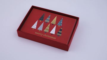Wholesale Customised Printed Personalized Fold Gold Foil Merry Christmas Greeting Note Cards With Envelopes Box Set1