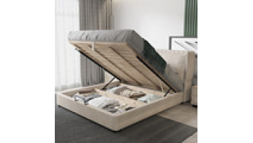 Hot sale factory directly luxury high quality leather white bed with storage queen size bedroom furniture1