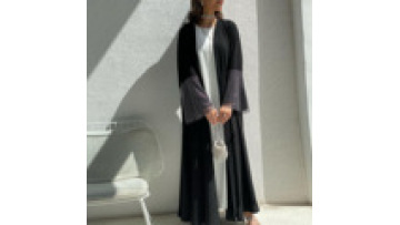 MQ085  Modest Dress Black Plain  Open Abaya1
