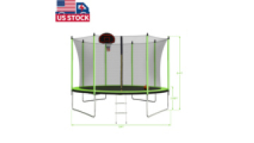 US delivery Outdoor garden Trampoline 10ft with Basketball Hoop Green gift for kids1