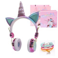 Funny Kids Headset Colorful Diamond Unicorn Headphones Girls Music Helmet Wired Earphones With Gifts Box Christmas Brithday