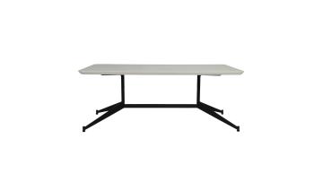 Modern Luxury White Sintered Stone Ceramic Top Side Coffee Table with Black Metal Stand