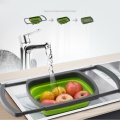 Vegetable Washing Foldable Strainer Basket Collapsible Silicone Colander Square Over The Sink With Handle Fruit Kitchen Tool