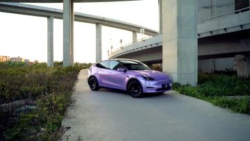Fantastic Silver Purple Car Wrap