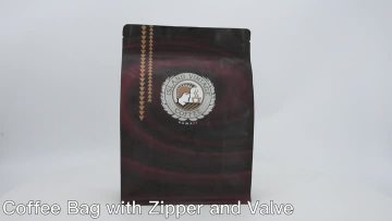 coffee bag with zipper and valve