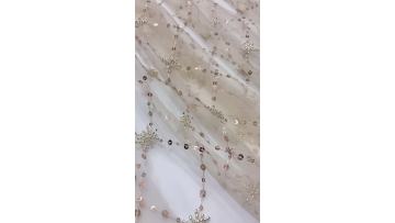 Nylon Printed Beaded Mesh Fabric Light Apricot Full Width Embroidery Tulle Sequin Checkered Decorative for Dress Evening Gown1