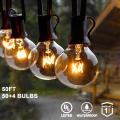 25Ft 30ft 50ft G40 String Lights Clear Bulbs Fairy String Waterproof IP44 Patio String Light Outdoor New Year Wedding Decorative