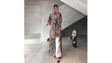 Women's Kimono Abaya Fashion Elegant Floral Printed Modest Turkey Dubai Abaya Coat With Scarf Set Islamic Clothing Caftans1