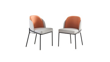 TL-22A26 Ergonomic Bistro - Style Chairs with Dual - Tone PU and Sturdy Metal Legs